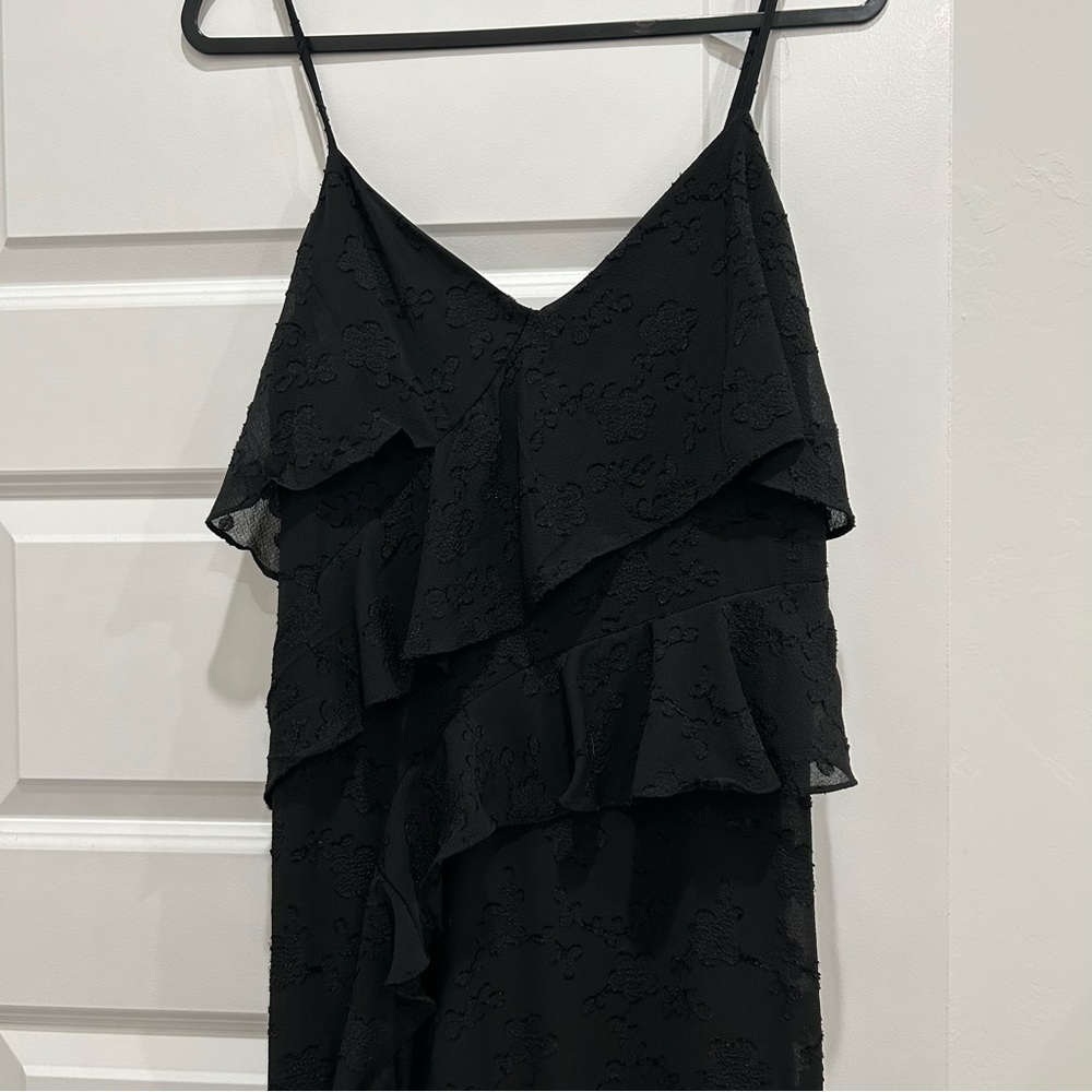 90s style Black Asymmetrical ruffled Dress